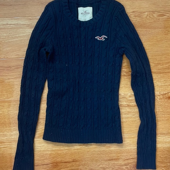 Women's Hollister HCO Navy Blue Ribbed Basic Crewneck Long Sleeve Sweater - Picture 1 of 8